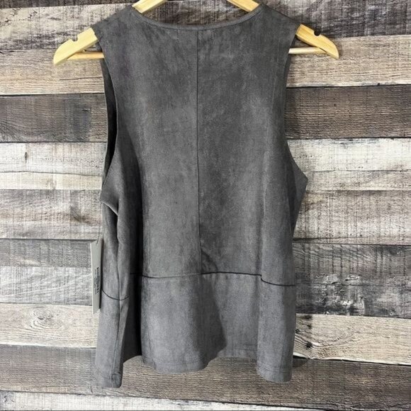 NWT Bishop + Young Suede Caviar Sleeveless Gray Top S Minimalist Fall - Picture 2 of 7